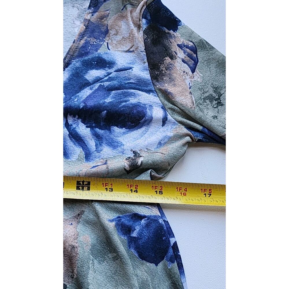 VNT Sheer Floral Shirt Womans M Tie Bell Sleeve Handkerchief Hem Boho Fairycore - Picture 11 of 16